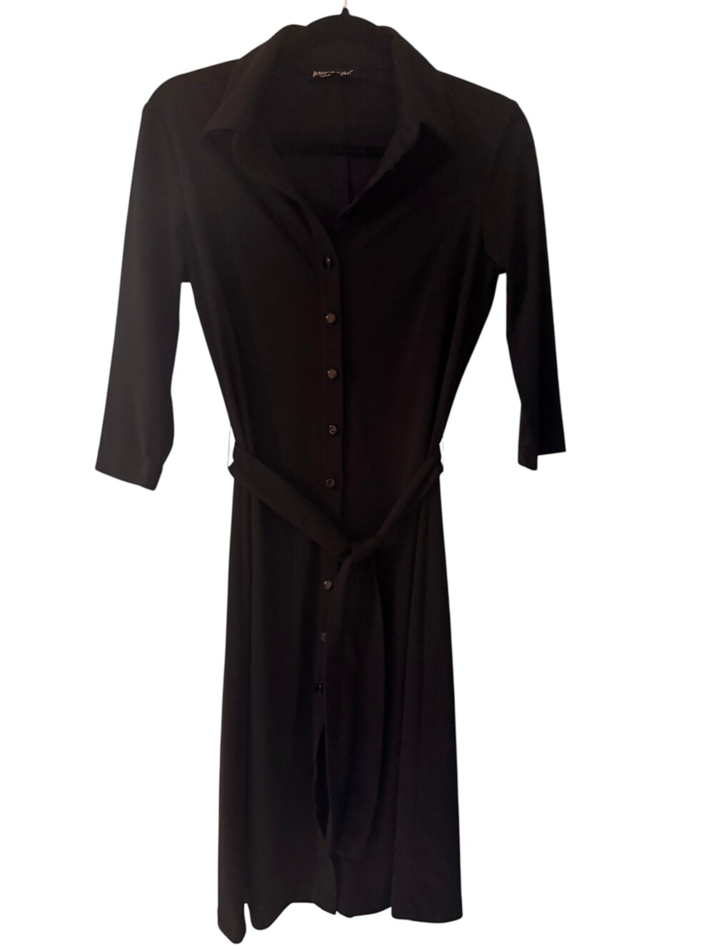 Betsey Johnson Black Button-Up Shirt Dress with Waist Tie - S
